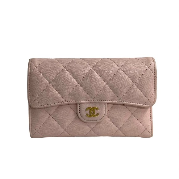 CHANEL Matelassé Leather Caviar Bifold Wallet with Coco Mark, Pink, 32217 - Picture 1 of 6